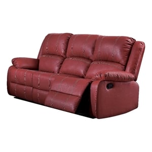 acme zuriel motion sofa in red synthetic leather