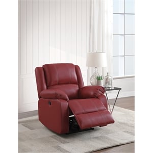 acme zuriel motion rocker recliner in red synthetic leather