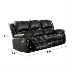ACME Zuriel Motion Sofa in Black Synthetic Leather