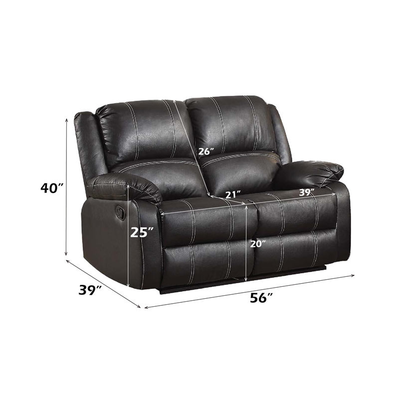 ACME Zuriel Motion Loveseat in Black Synthetic Leather