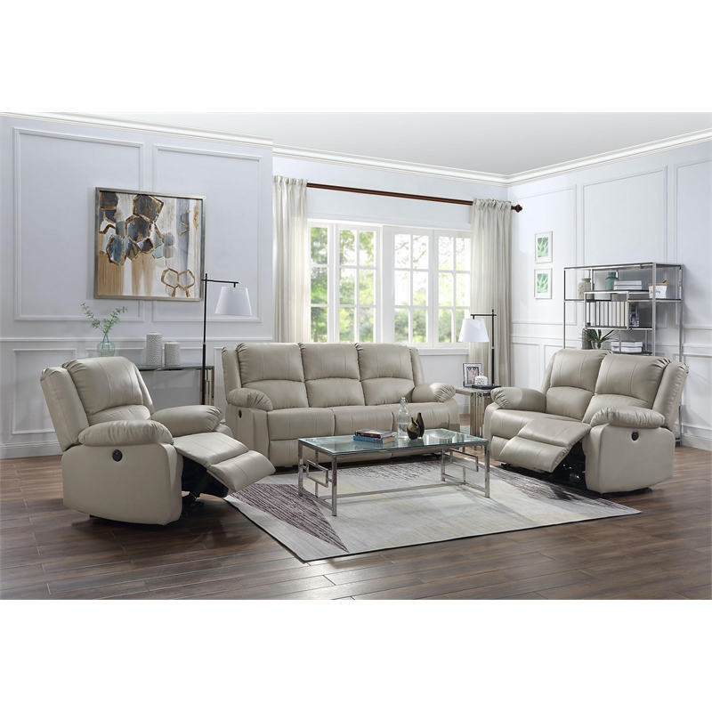 ACME Zuriel Power Motion Recliner w/USB in Beige Synthetic Leather