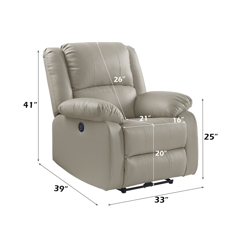 ACME Zuriel Power Motion Recliner w/USB in Beige Synthetic Leather