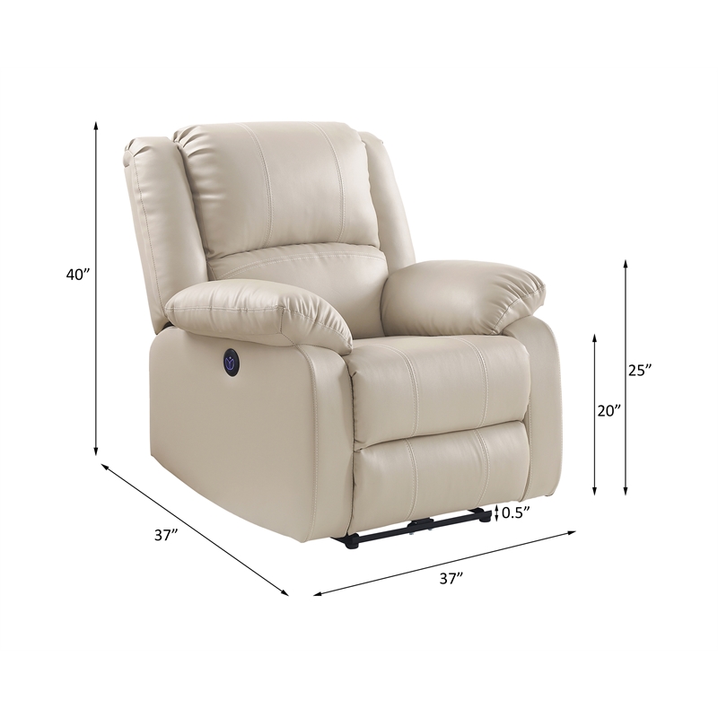 ACME Zuriel Power Motion Recliner w/USB in Beige Synthetic Leather