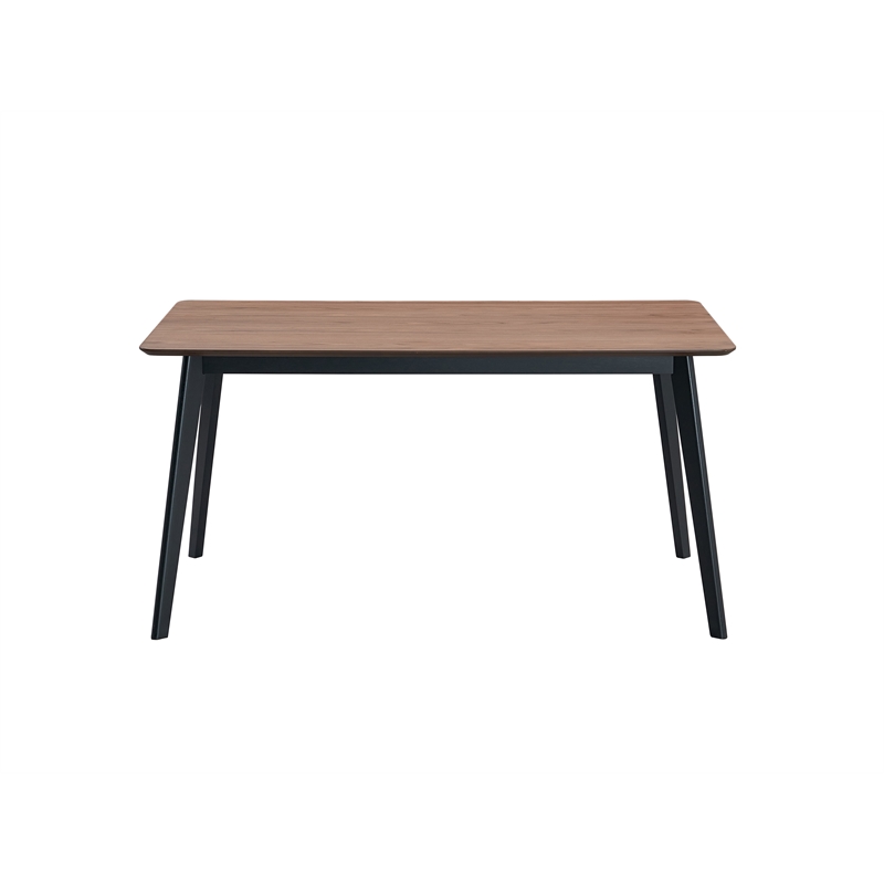 ACME Rebi Contemporary Wood Rectangular Dining Table in Walnut and Black