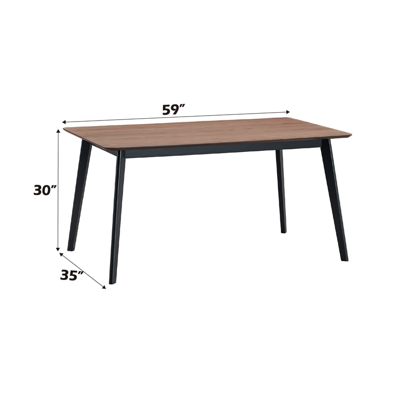 ACME Rebi Contemporary Wood Rectangular Dining Table in Walnut and Black