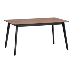 ACME Rebi Contemporary Wood Rectangular Dining Table in Walnut and Black