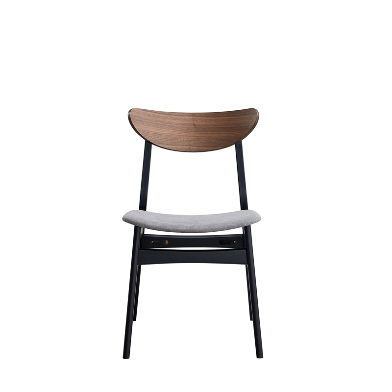 ACME Rebi Wood and Fabric Upholstered Side Chair in Gray and Black (Set of 2)