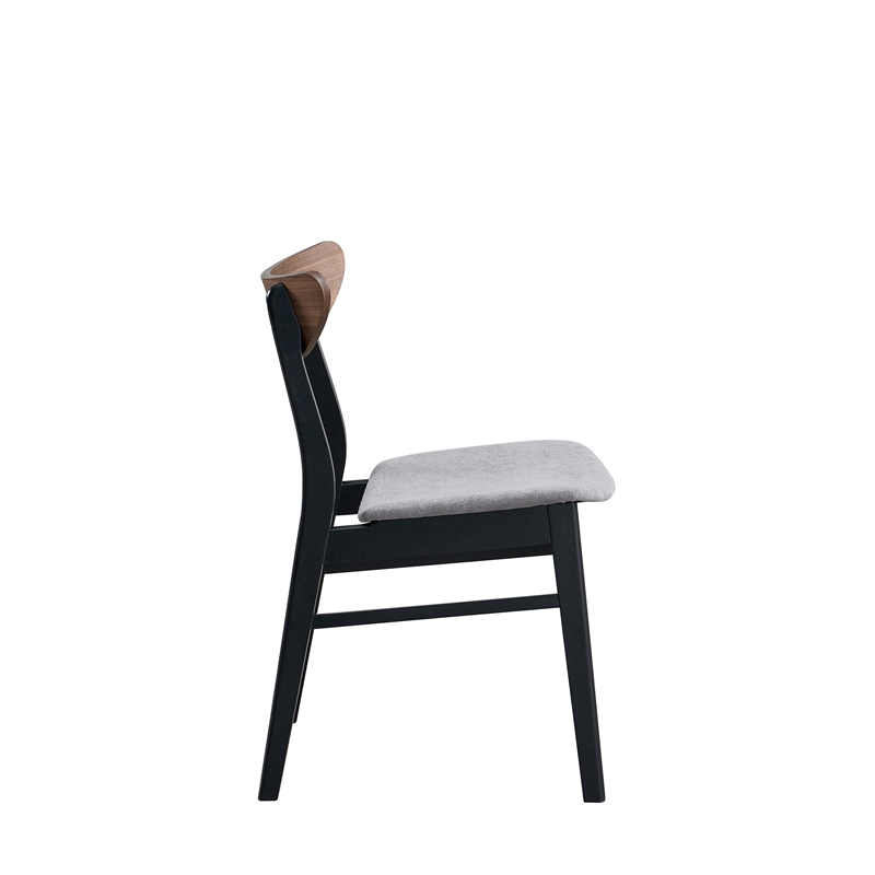 ACME Rebi Wood and Fabric Upholstered Side Chair in Gray and Black (Set of 2)