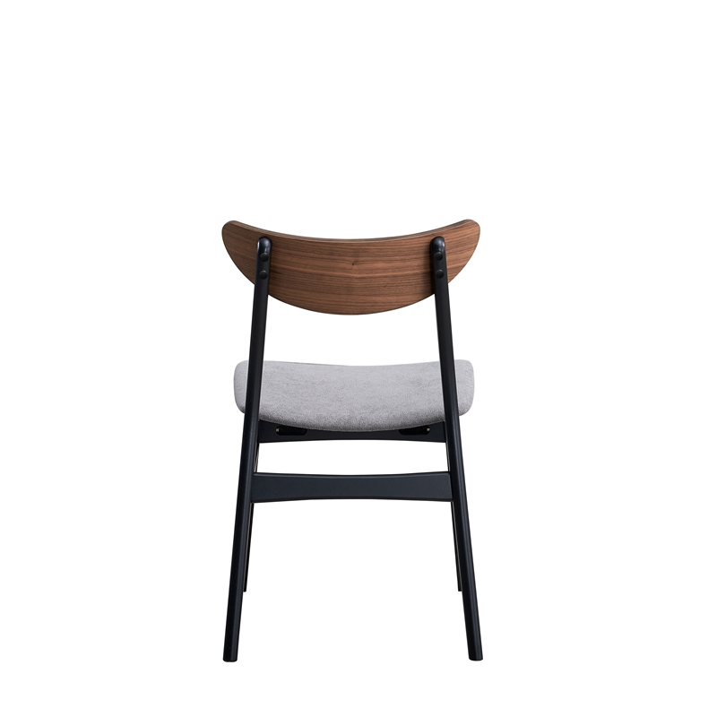 ACME Rebi Wood and Fabric Upholstered Side Chair in Gray and Black (Set of 2)