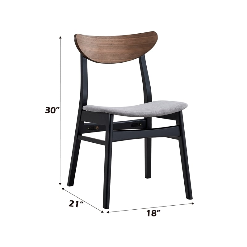 ACME Rebi Wood and Fabric Upholstered Side Chair in Gray and Black (Set of 2)