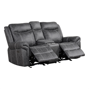 ACME Zubaida Microfiber Upholstered Power Motion Loveseat in Dark Gray