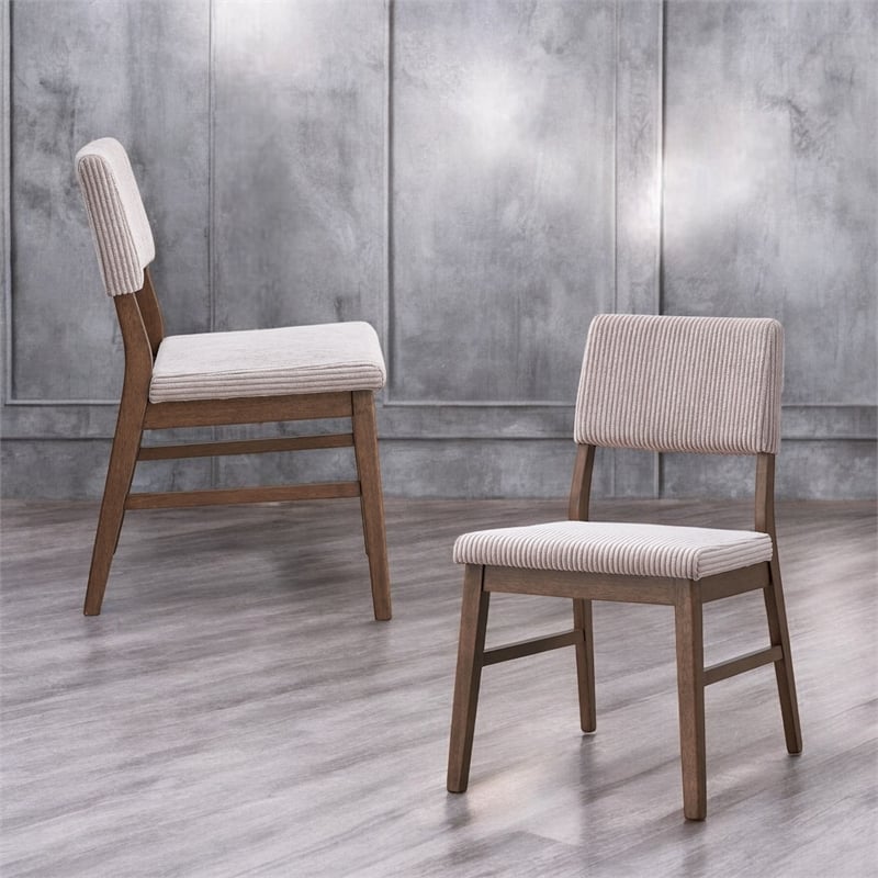 ACME Seda Wood & Fabric Upholstered Side Chair in Dusty Mauve/Walnut (Set of 2)