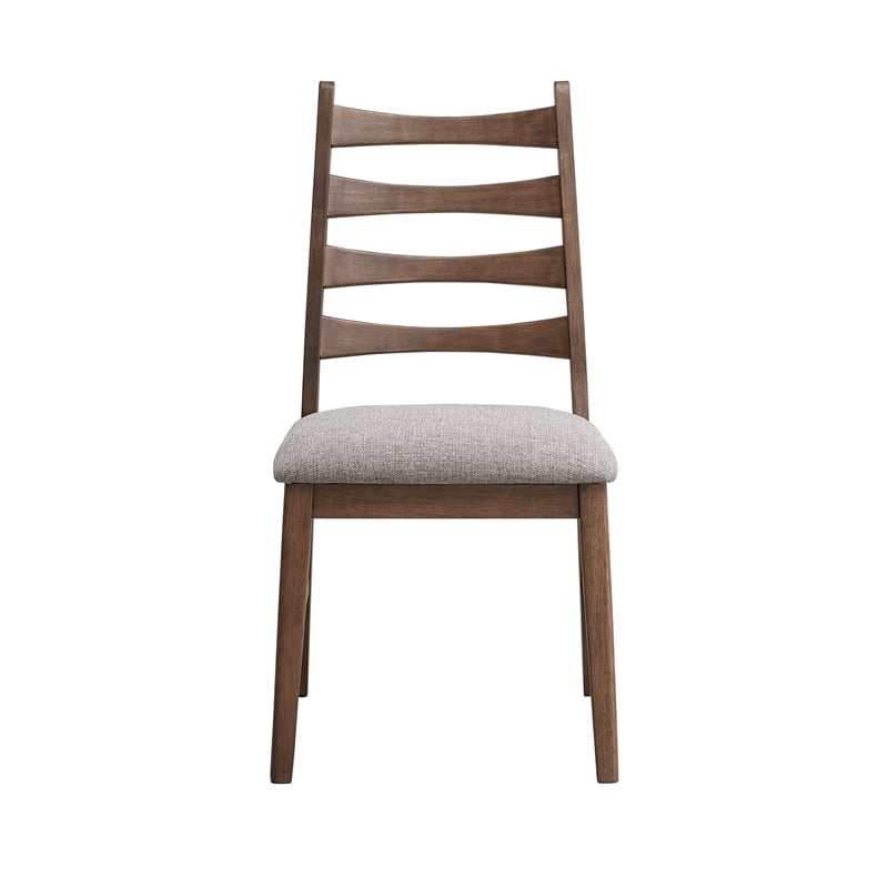 ACME Mayah Wood and Fabric Upholstered Side Chair in Gray and Walnut (Set of 2)