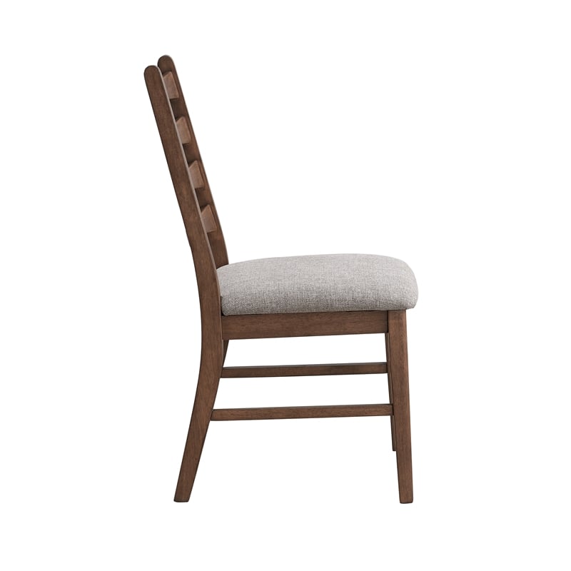 ACME Mayah Wood and Fabric Upholstered Side Chair in Gray and Walnut (Set of 2)