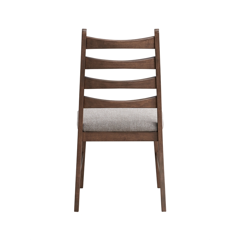 ACME Mayah Wood and Fabric Upholstered Side Chair in Gray and Walnut (Set of 2)
