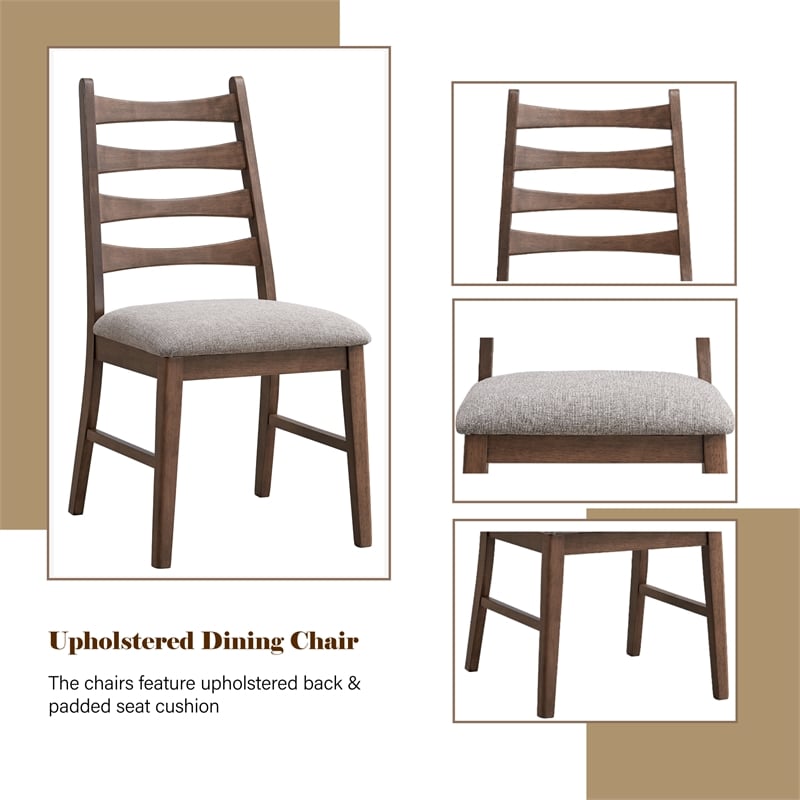 ACME Mayah Wood and Fabric Upholstered Side Chair in Gray and Walnut (Set of 2)