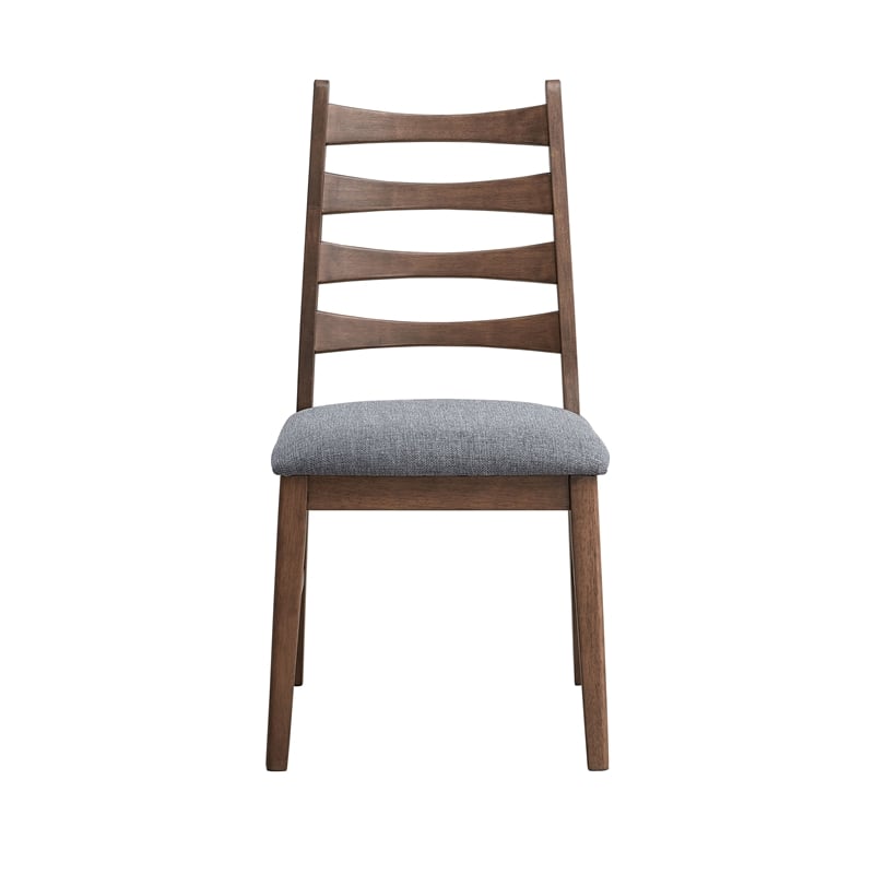 ACME Mayah Wood and Fabric Upholstered Side Chair in Dark Gray/Walnut (Set of 2)