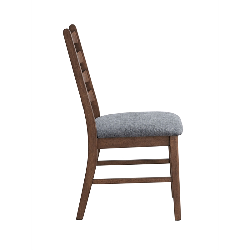 ACME Mayah Wood and Fabric Upholstered Side Chair in Dark Gray/Walnut (Set of 2)