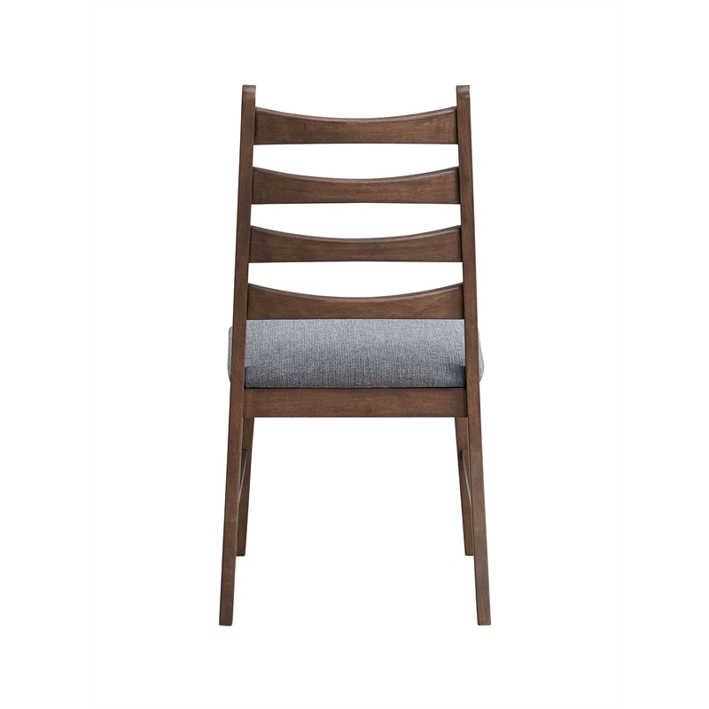 ACME Mayah Wood and Fabric Upholstered Side Chair in Dark Gray/Walnut (Set of 2)