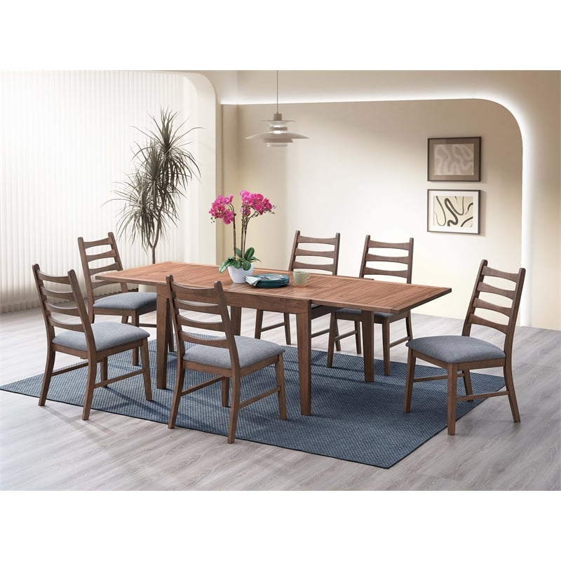 ACME Mayah Wood and Fabric Upholstered Side Chair in Dark Gray/Walnut (Set of 2)