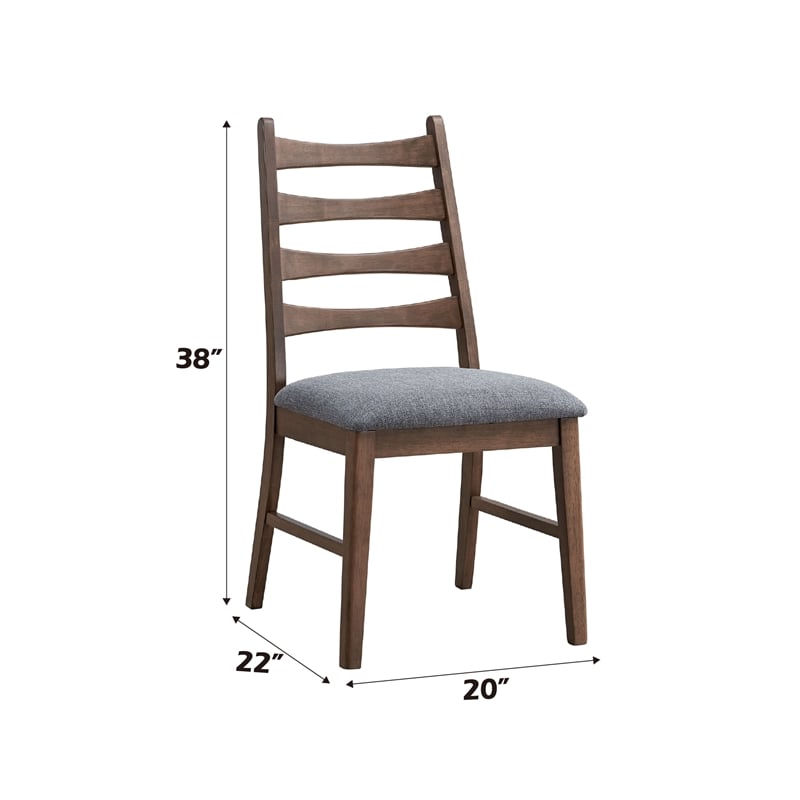 ACME Mayah Wood and Fabric Upholstered Side Chair in Dark Gray/Walnut (Set of 2)