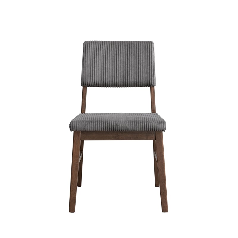 ACME Seda Wood and Fabric Upholstered Side Chair in Gray and Walnut (Set of 2)