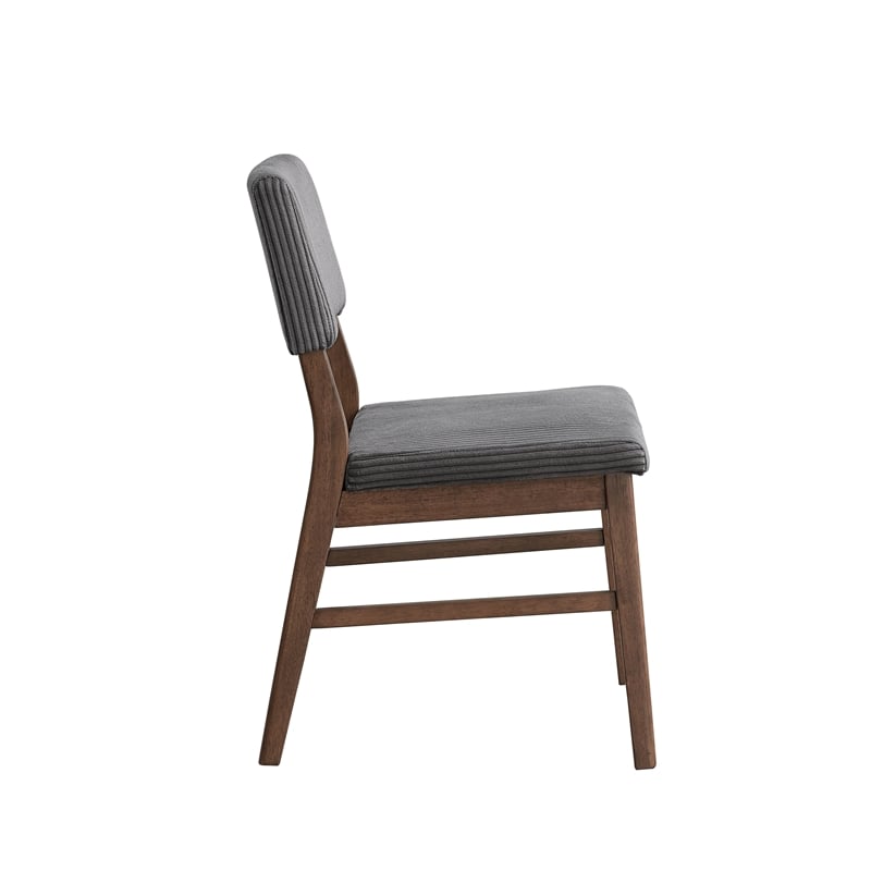 ACME Seda Wood and Fabric Upholstered Side Chair in Gray and Walnut (Set of 2)