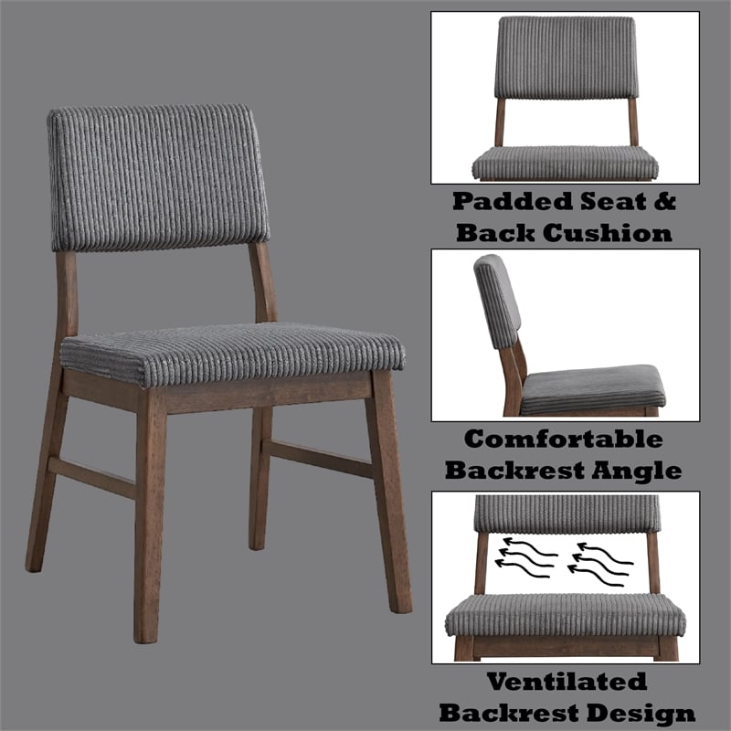 ACME Seda Wood and Fabric Upholstered Side Chair in Gray and Walnut (Set of 2)