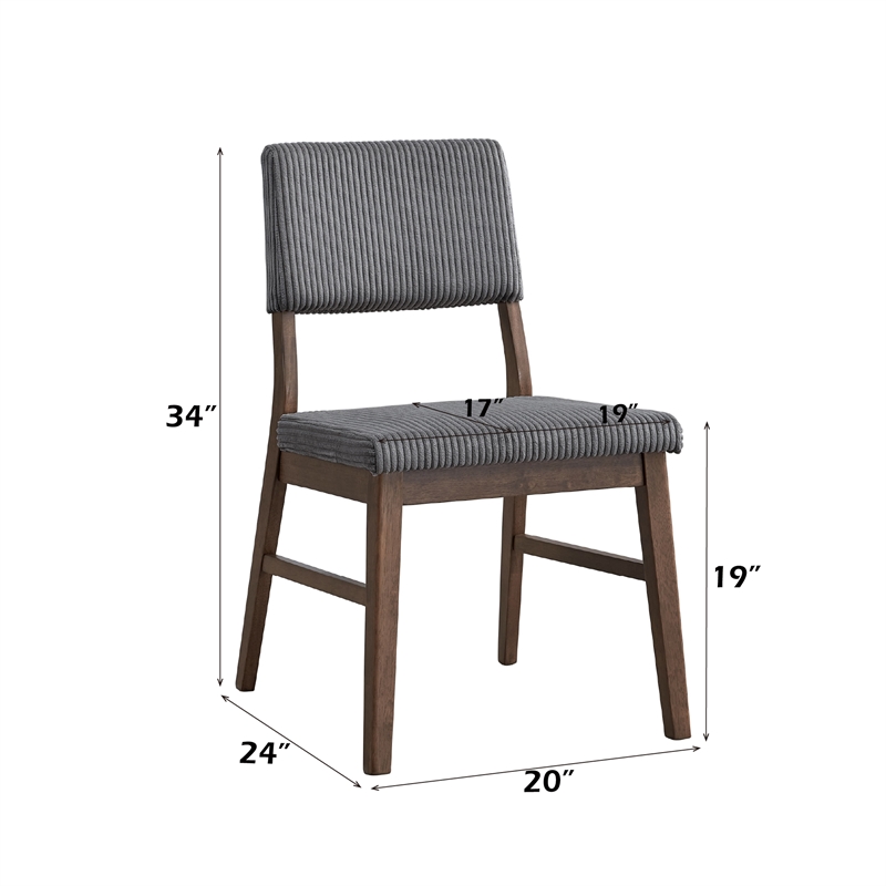 ACME Seda Wood and Fabric Upholstered Side Chair in Gray and Walnut (Set of 2)