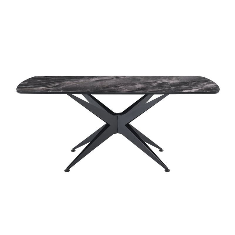 ACME Klaus Dining Table in Crystal Tempered Glass Top & Black