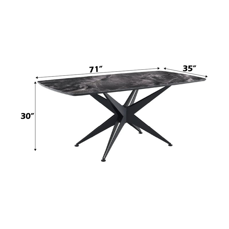 ACME Klaus Dining Table in Crystal Tempered Glass Top & Black