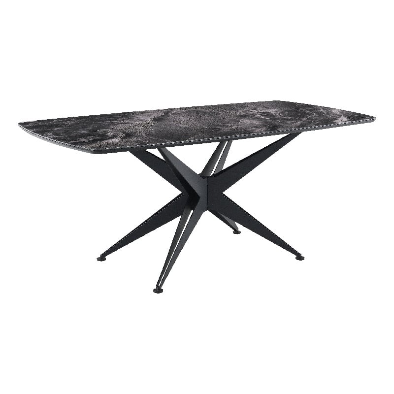 ACME Klaus Dining Table in Crystal Tempered Glass Top & Black