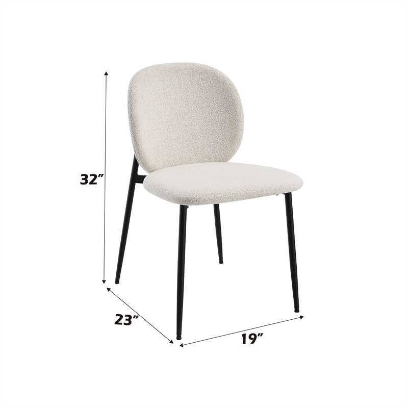 ACME Klaus Side Chair (Set-2) in White Boucle & Black