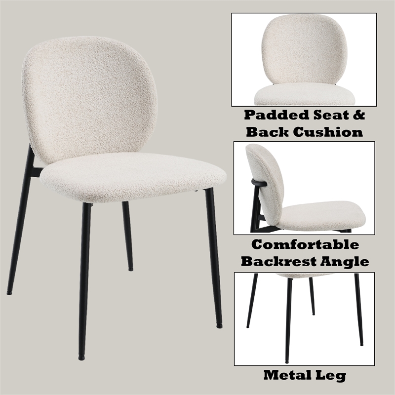 ACME Klaus Side Chair (Set-2) in White Boucle & Black
