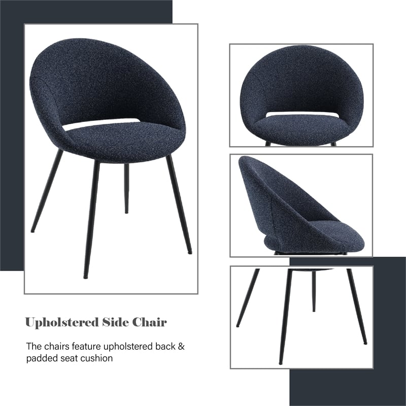 ACME Klaus Side Chair (Set-2) in Black Boucle & Black