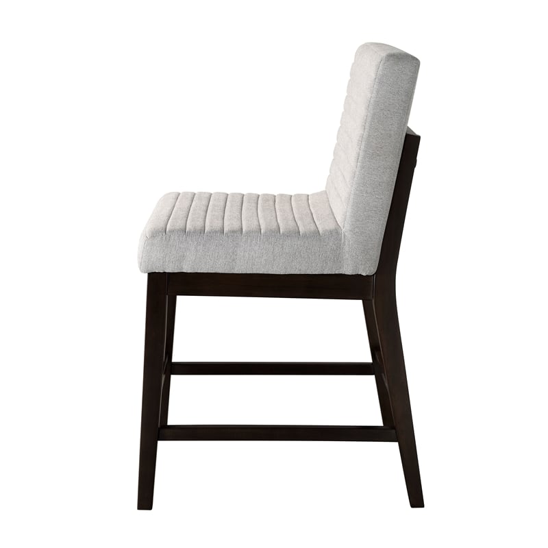ACME Edwyn Counter Height Chair (Set-2) in Gray Linen & Espresso