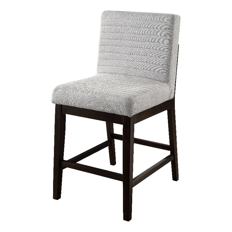 ACME Edwyn Counter Height Chair (Set-2) in Gray Linen & Espresso