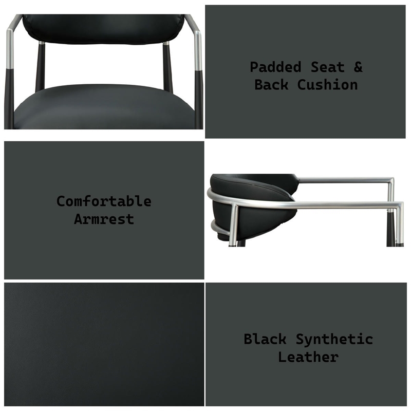 ACME Jaramillo Arm Chair (Set-2) in Black Synthetic Leather