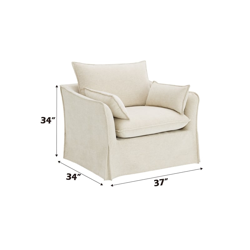 ACME Shane Chair w/2 Pillows in Beige Linen