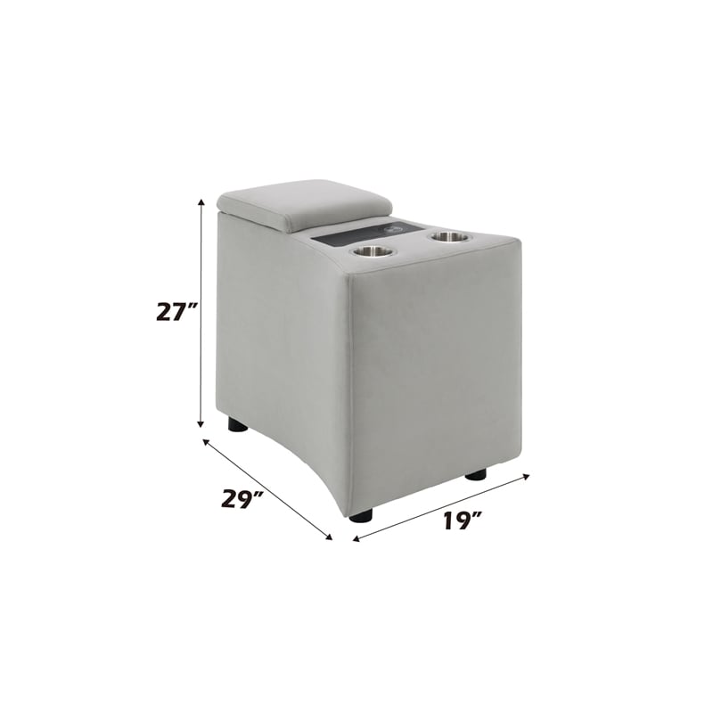 ACME Emee Console w/USB Port in Gray Corduroy