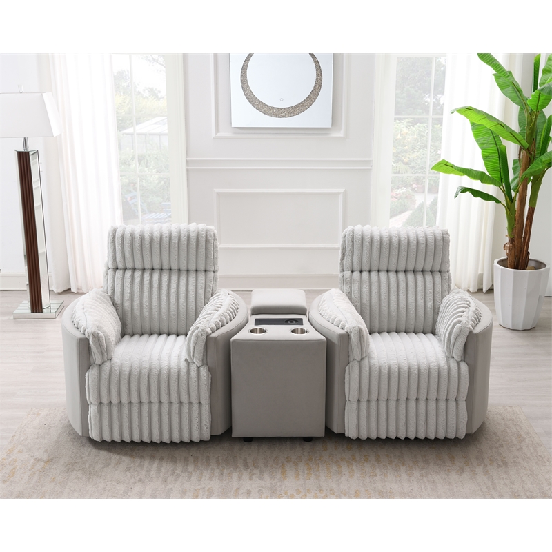 ACME Emee Console w/USB Port in Gray Corduroy