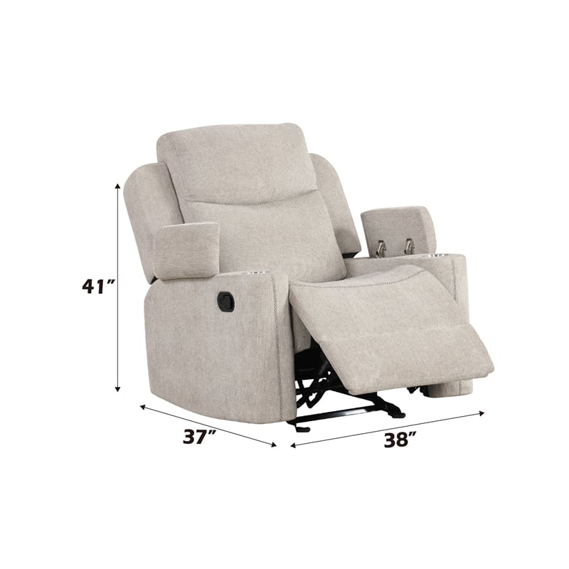 ACME Galya Motion Glider Recliner in Light Gray Chenille