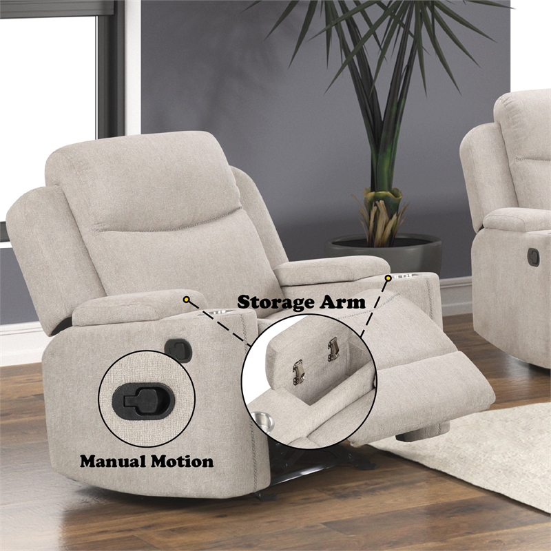 ACME Galya Motion Glider Recliner in Light Gray Chenille