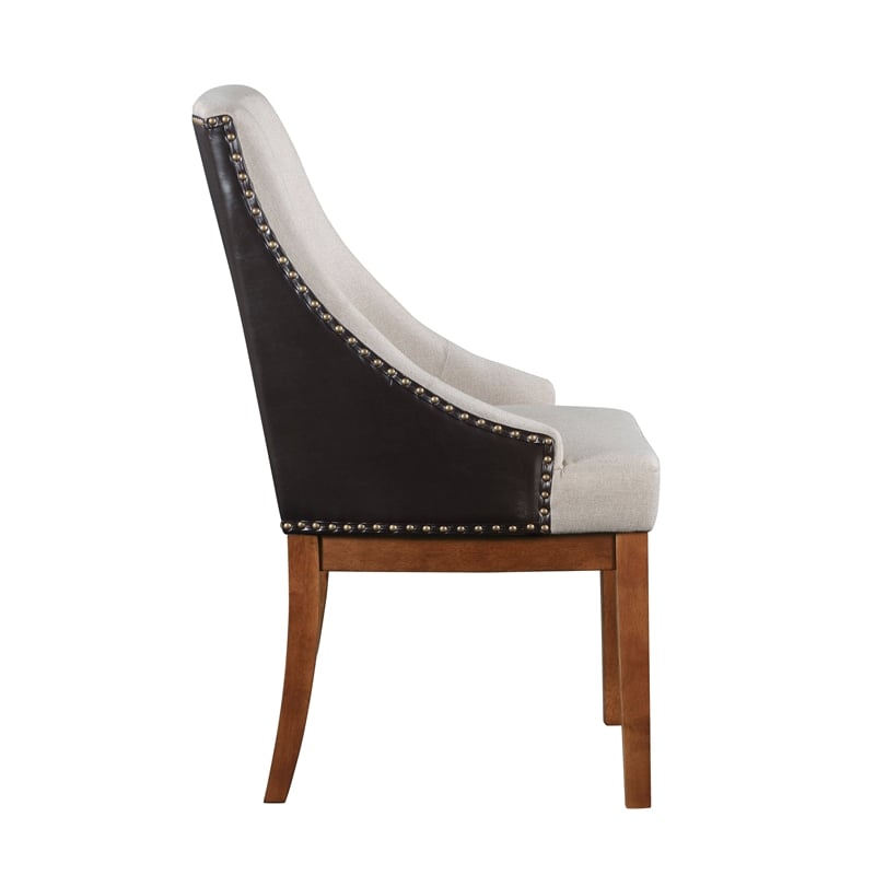 ACME Gilsea Side Chair (Set-2) in Fabric & Brown Synthetic Leather & Brown