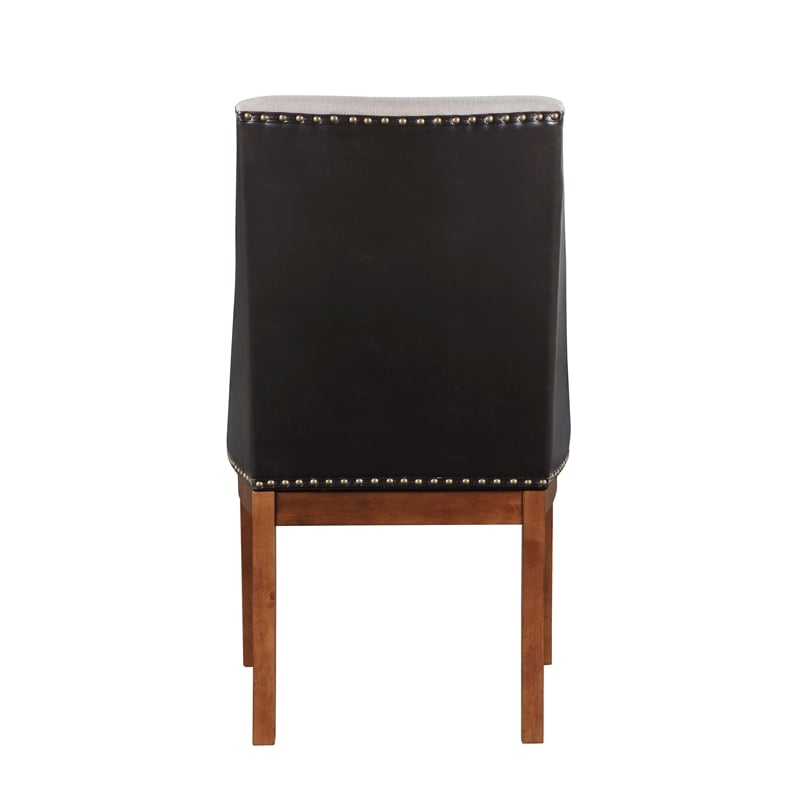ACME Gilsea Side Chair (Set-2) in Fabric & Brown Synthetic Leather & Brown