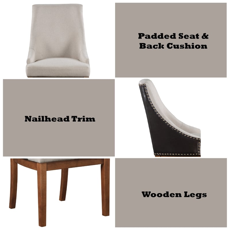 ACME Gilsea Side Chair (Set-2) in Fabric & Brown Synthetic Leather & Brown