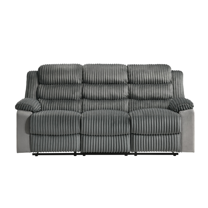 ACME Lesley Motion Sofa  in Gray Corduroy & Velvet