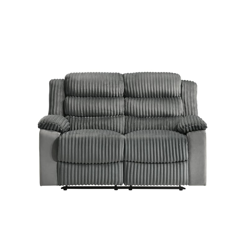 ACME Lesley Motion Loveseat  in Gray Corduroy & Velvet