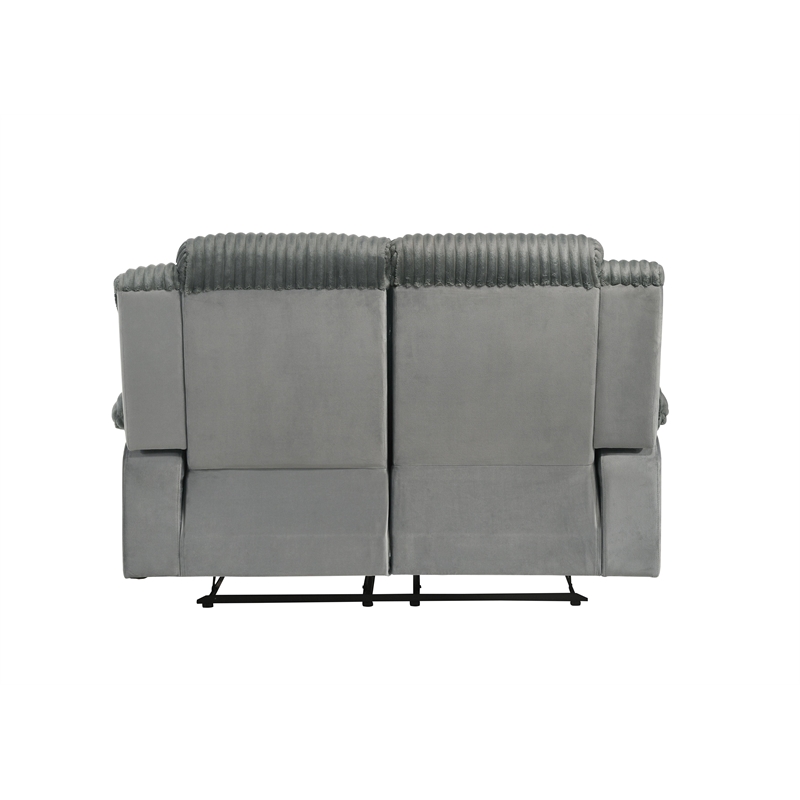 ACME Lesley Motion Loveseat  in Gray Corduroy & Velvet