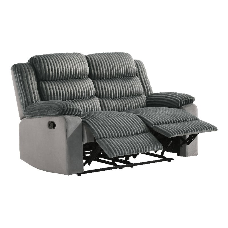 ACME Lesley Motion Loveseat  in Gray Corduroy & Velvet